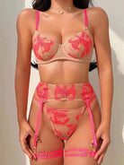 Sheer mesh orange corset with adjustable garter straps